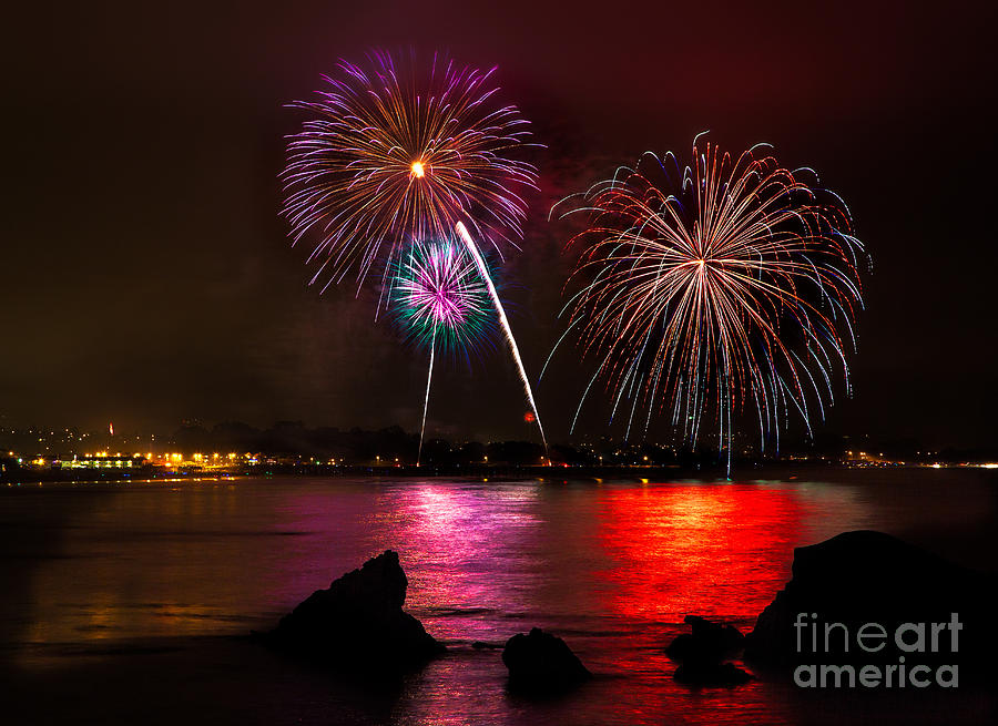 Pismo Beach Fireworks Photograph by Mimi Ditchie