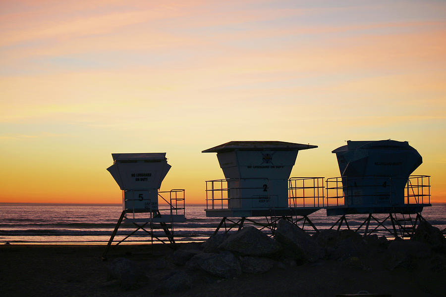 Pismo Beach Lifeguard Towers Photograph by Art Block Collections