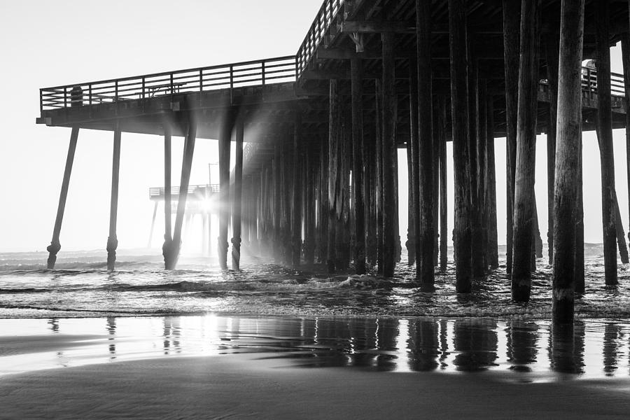 Pier Photograph - Pismo Pier Black and White Sunset by John McGraw