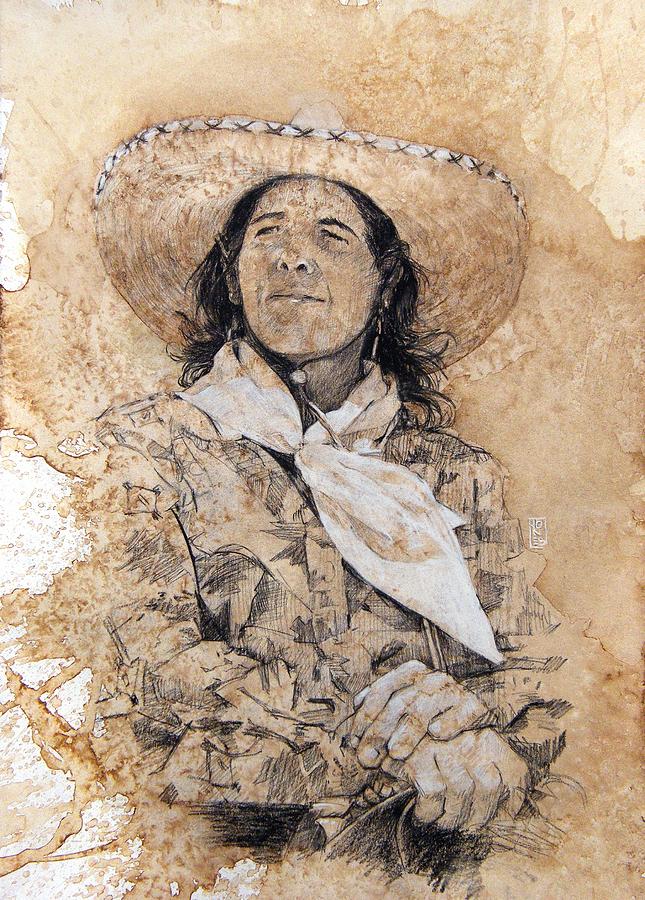 Debra Jones Drawing - Pistol Packin Cowgirl by Debra Jones