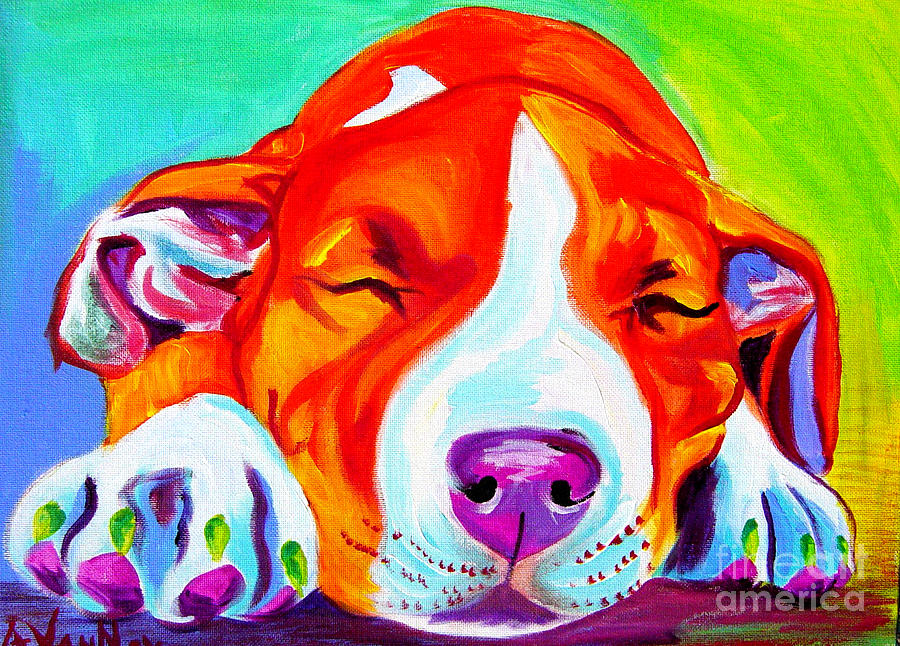 Pit Bull - Naptime Painting by Dawg Painter
