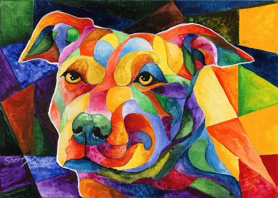 Pit Bull 1 Painting by Sherry Shipley