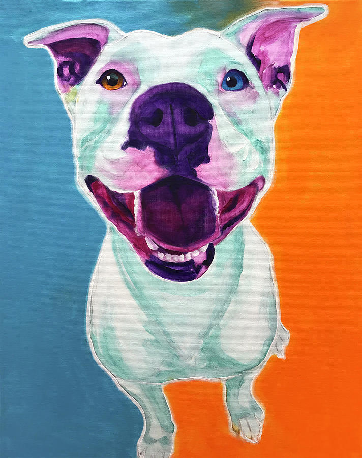 Dog Painting - Pit Bull - Angel by Dawg Painter