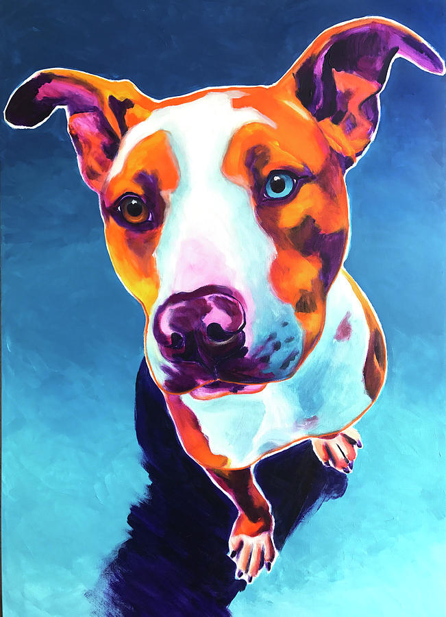 Dog Painting - Pit Bull - Bentley by Dawg Painter