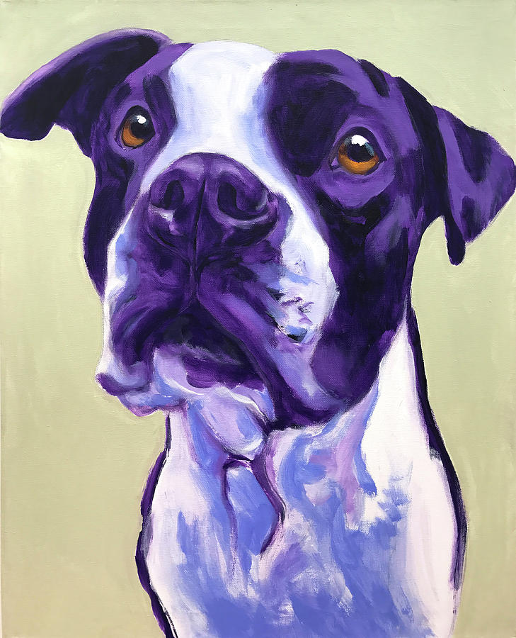 Dog Painting - Pit Bull - David by Dawg Painter