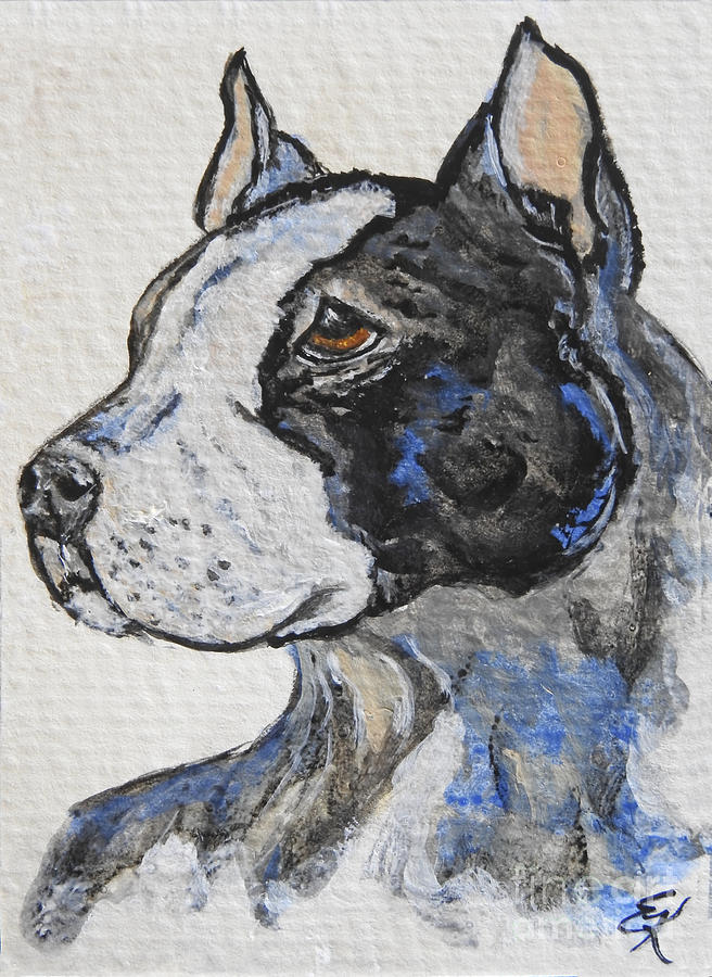 Pit Bull Dog Painting by Ella Kaye Dickey