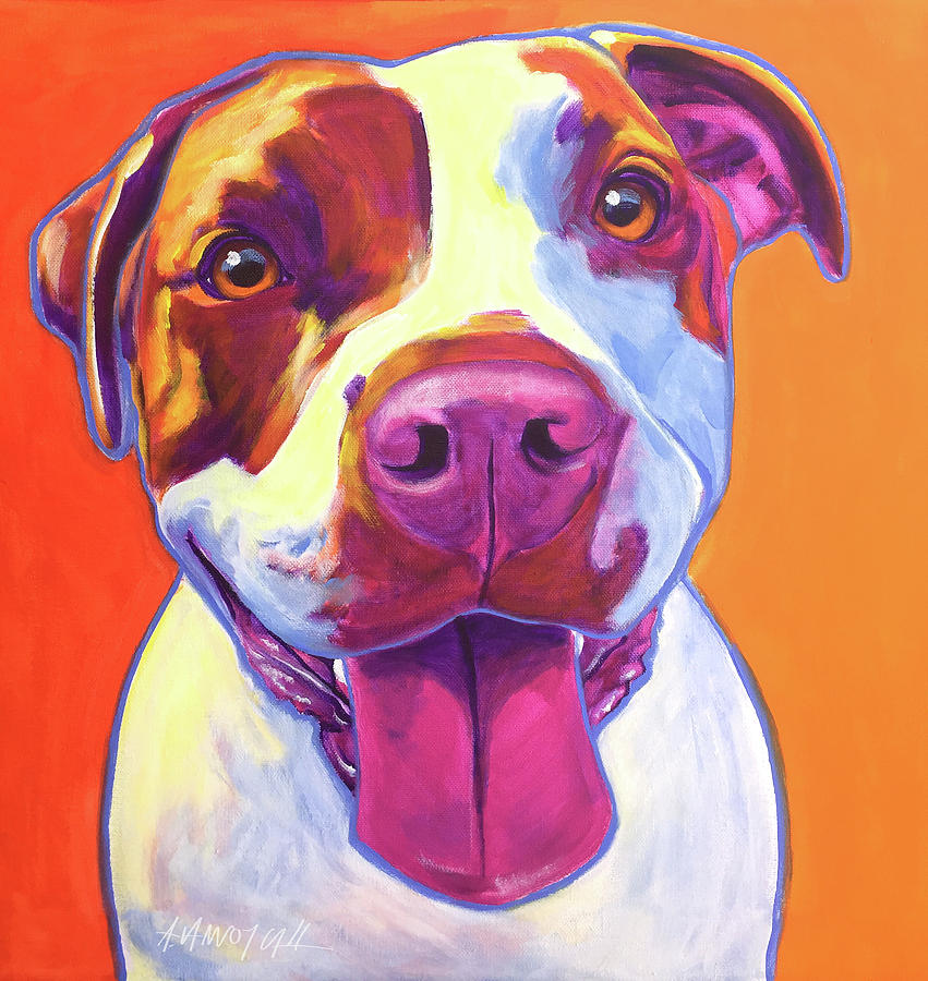 Dog Painting - Pit Bull - Gemma by Dawg Painter