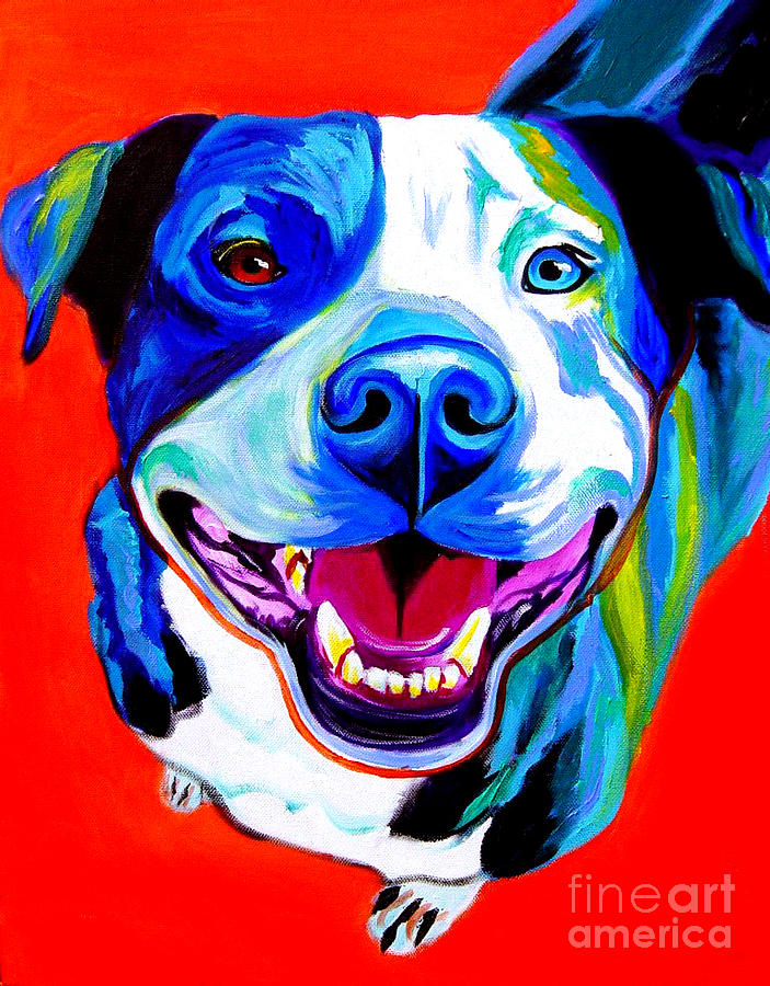 Pit Bull - Grin Painting by Dawg Painter