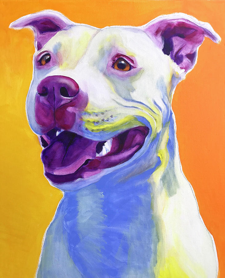 Dog Painting - Pit Bull - Honey by Dawg Painter