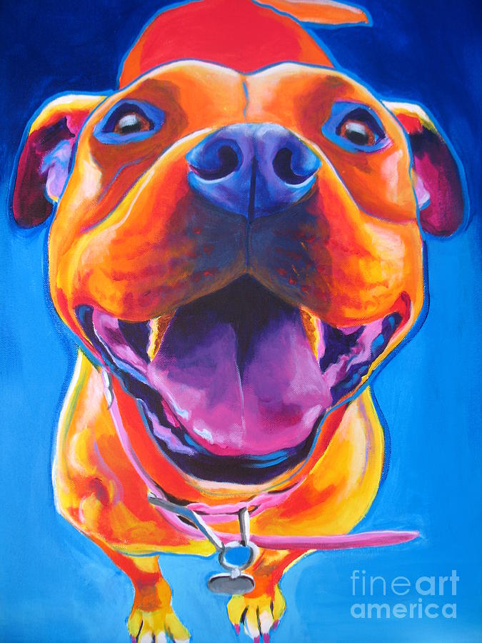 Animal Painting - Pit Bull - Lots to Love by Dawg Painter