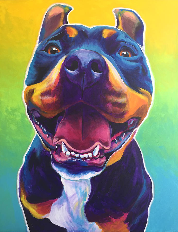 Dog Painting - Pit Bull - Maya by Dawg Painter