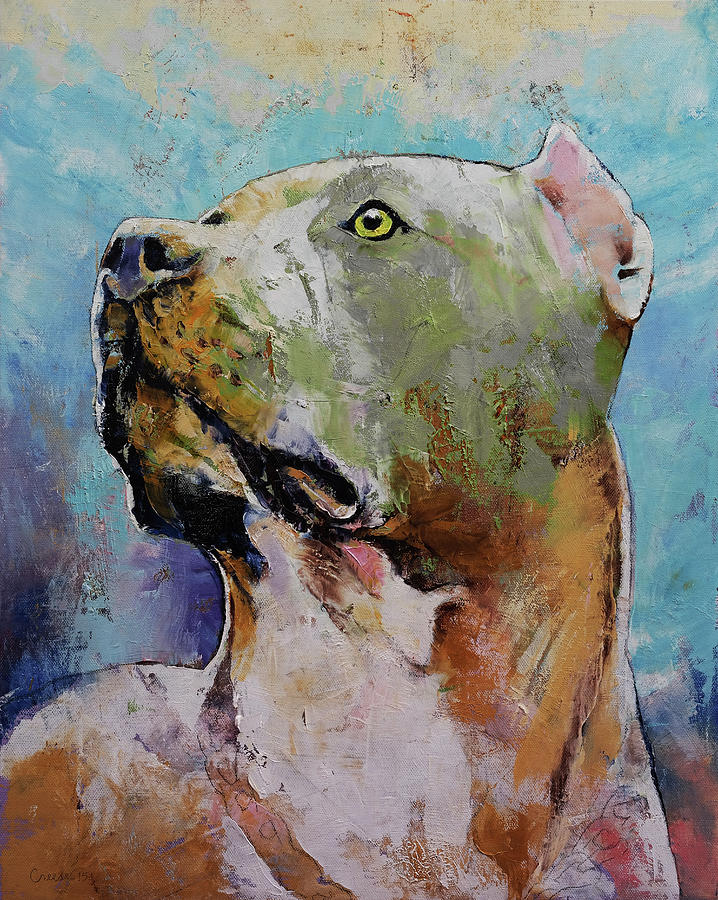 Pit Bull Painting by Michael Creese