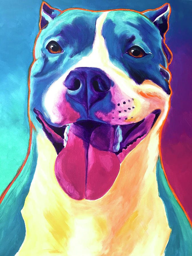 Pit Bull - Popcorn Painting by Dawg Painter