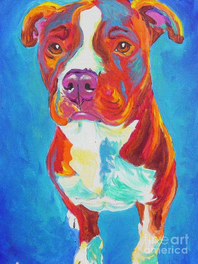 Pit Bull - Puppy Dog Eyes Painting by Dawg Painter