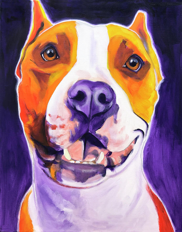 Dog Painting - Pit Bull - Rexy by Dawg Painter