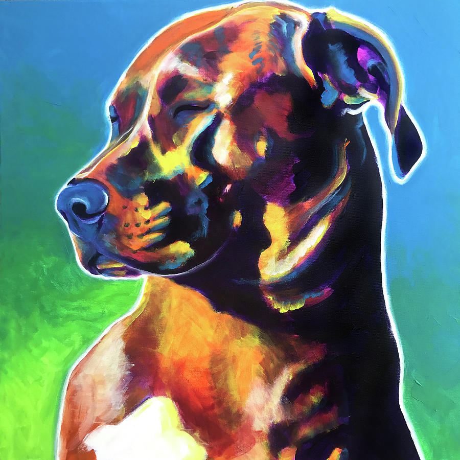 Dog Painting - Pit Bull - Twyla by Dawg Painter