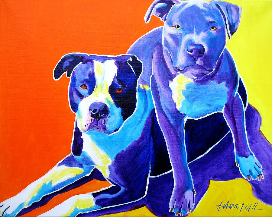 Pit Bulls - Diamond and Deisel Painting by Dawg Painter