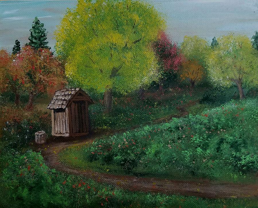 Fall Painting - Pit Stop on the Path by Teresa A Lang
