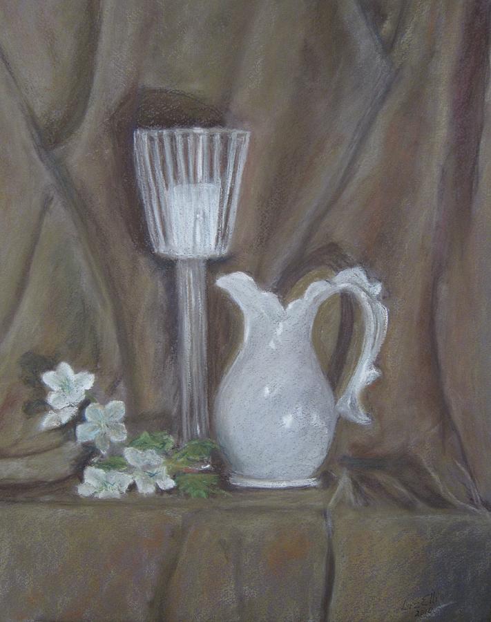 Flower Painting - Pitcher and Candle by Elizabeth Ellis