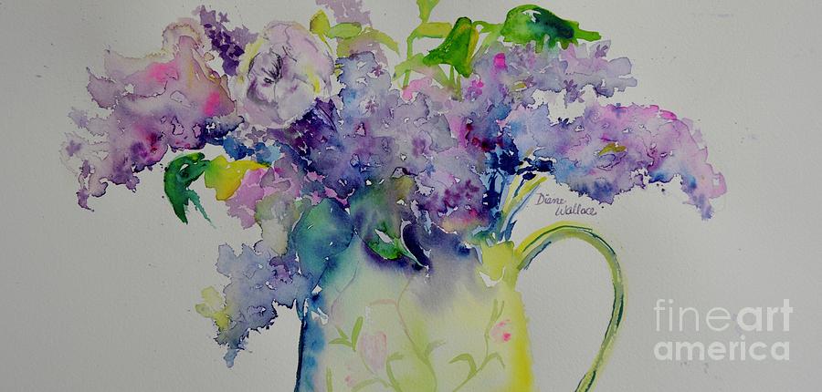 Pitcher full of Lilacs Painting by Diane Wallace