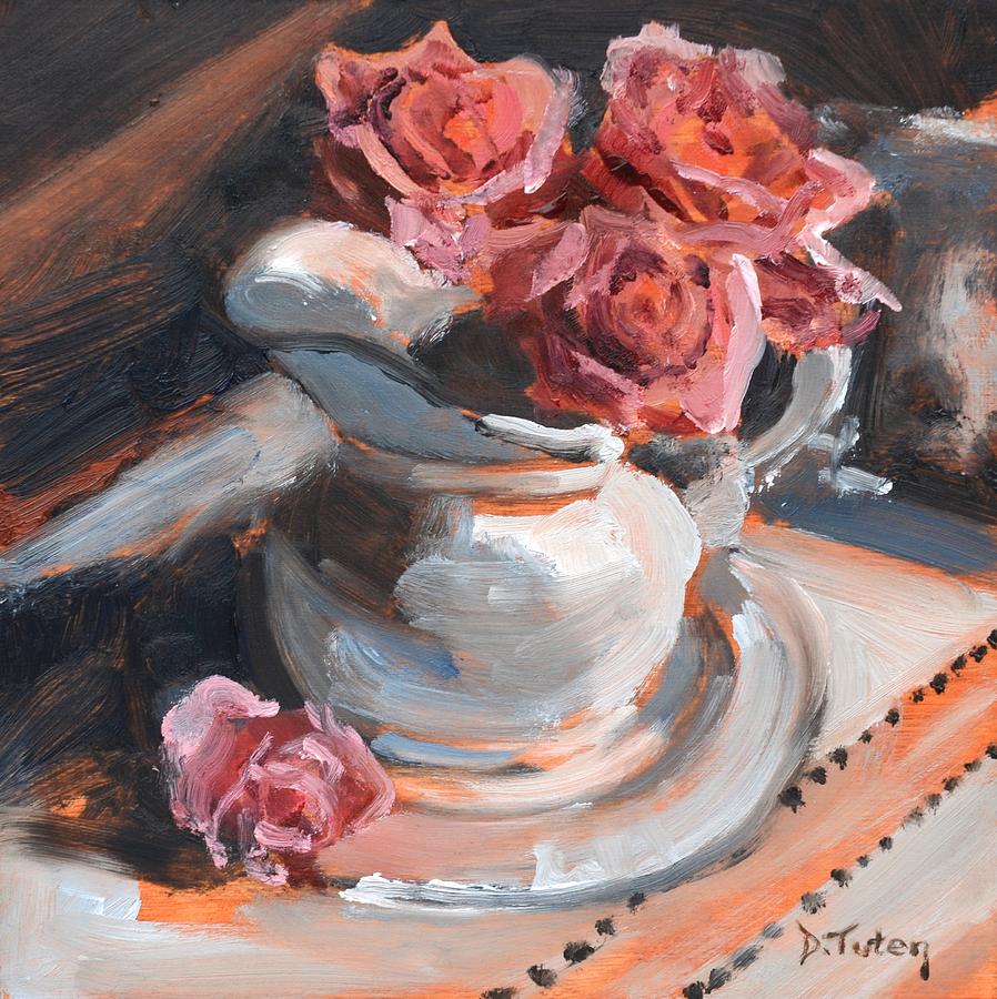 Pitcher of Roses Painting by Donna Tuten