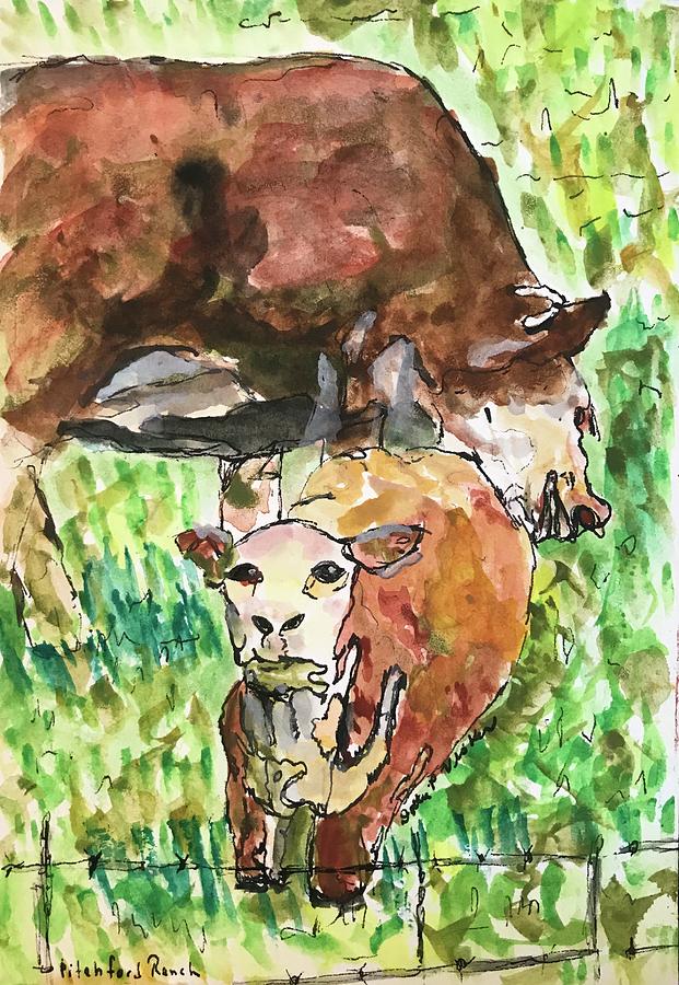 Pitchford Calf  Painting by Dottie Visker