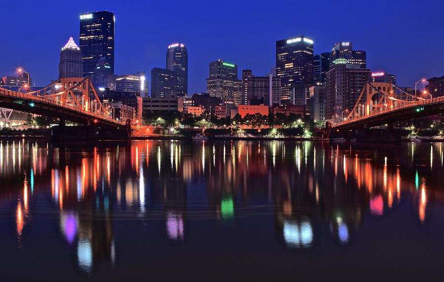 Pittsburgh Photograph - Pittsburgh Blue Hour Lights by Frozen in Time Fine Art Photography