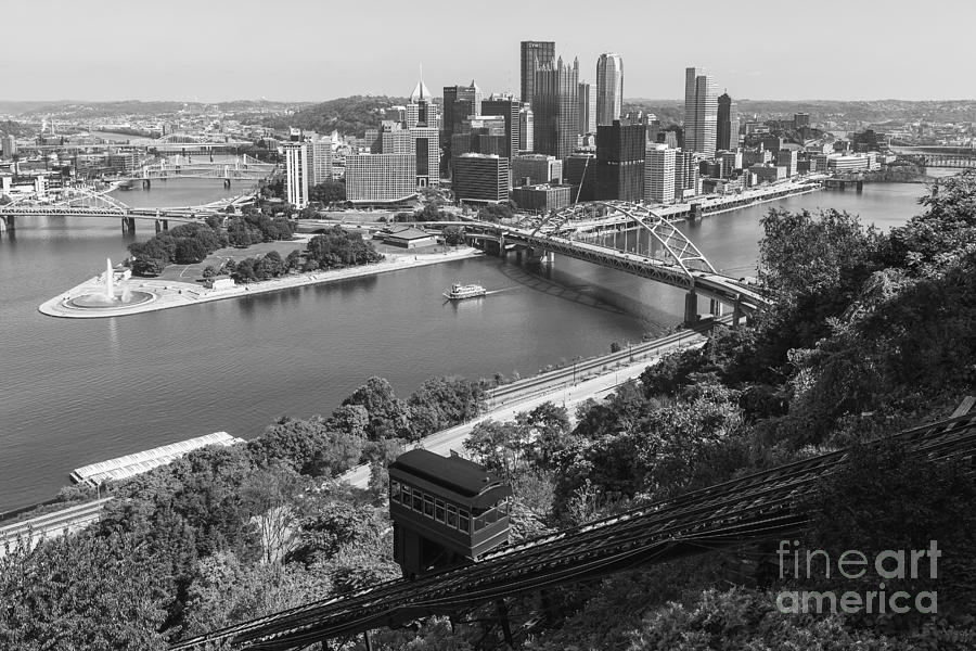 Pittsburgh Duquesne Incline and Skyline II Photograph by Clarence Holmes