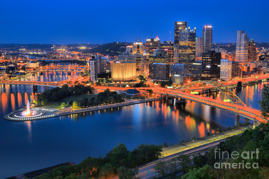 Pittsburgh Evening Glow Photograph by Adam Jewell