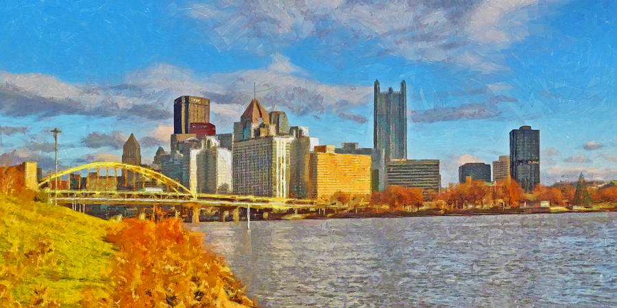Pittsburgh From The Shore Of The Ohio River Digital Art by Digital Photographic Arts
