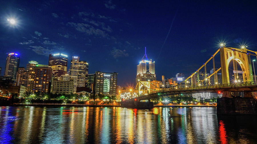 Pittsburgh Full Moon at Night Photograph by Jeremy Jones - Fine Art America