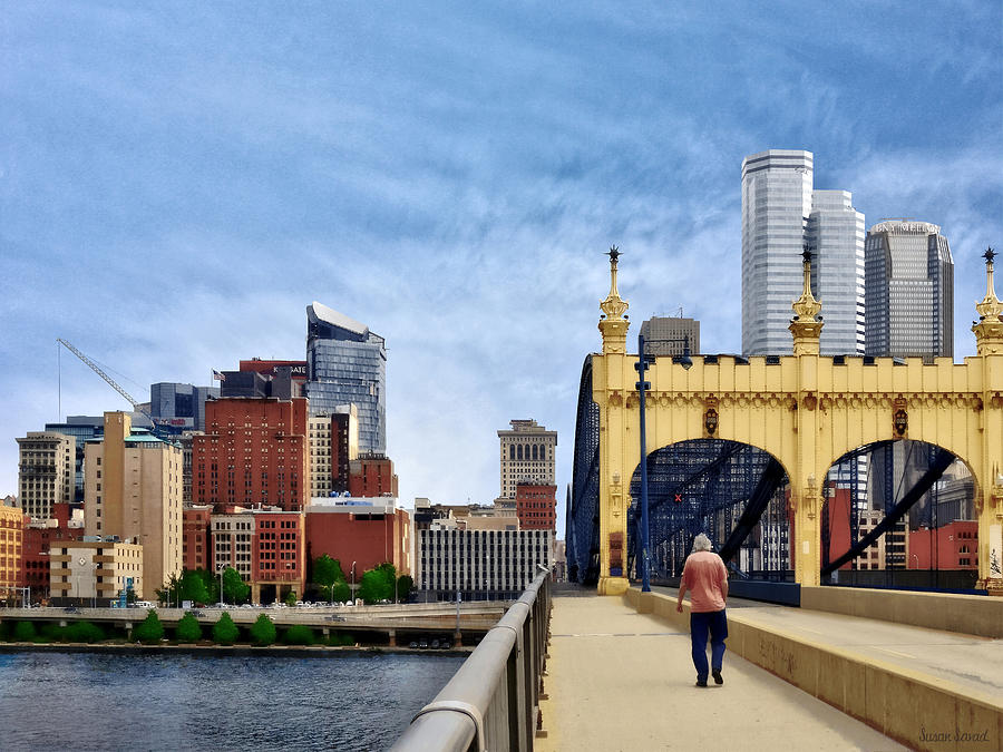 Pittsburgh PA - Crossing the Smithfield Street Bridge Photograph by Susan Savad