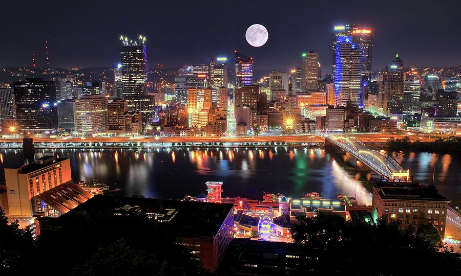 Pittsburgh PA Full Moon Photograph by Frozen in Time Fine Art Photography