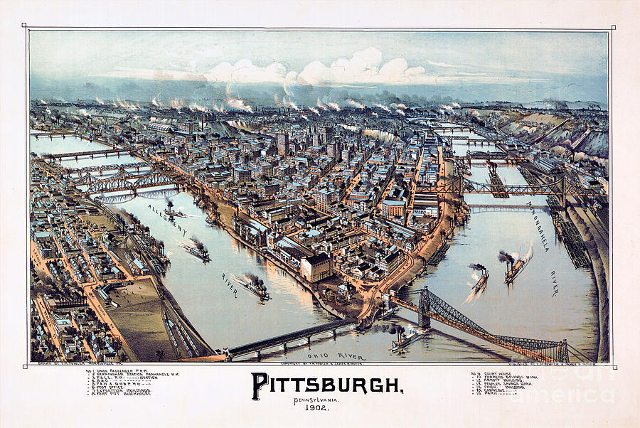 Pittsburgh Drawing - Pittsburgh Pennsylvania 1902 by Vintage Treasure