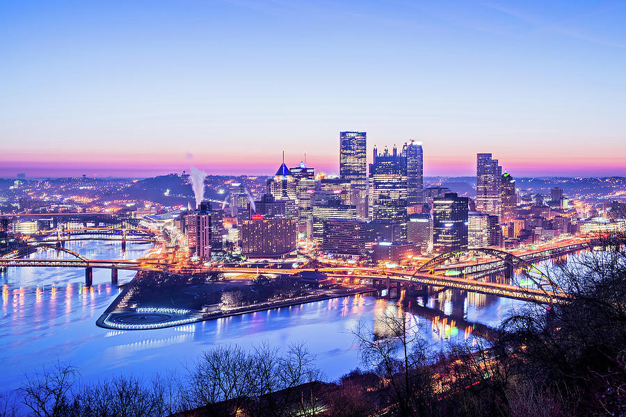 Pittsburgh Pennsylvania City Skyline At Sunrise Photograph by Alex Grichenko