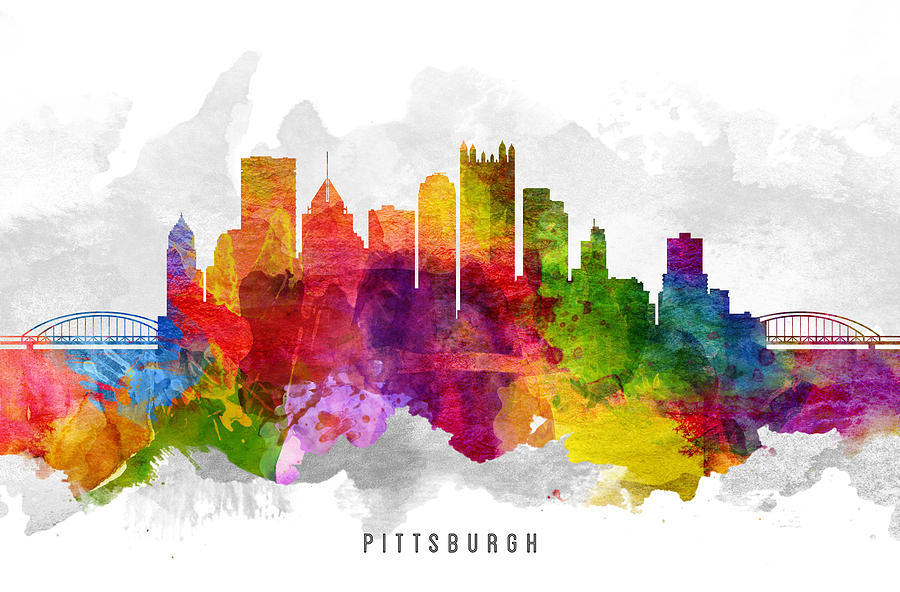 Pittsburgh Painting - Pittsburgh Pennsylvania Cityscape 13 by Aged Pixel