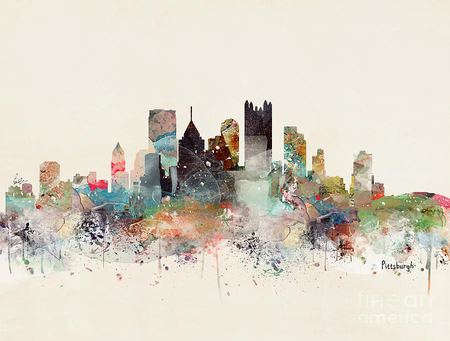 Pittsburgh Pennsylvania Skyline Painting by Bri Buckley