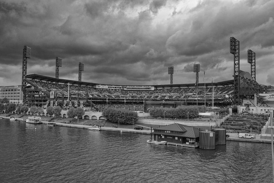 Pittsburgh Pirates PNC Park BW A Photograph by David Haskett II