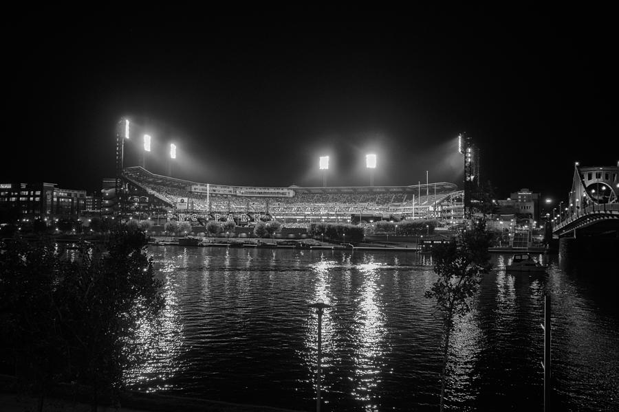 Pittsburgh Pirates PNC Park Night BW Photograph by David Haskett II