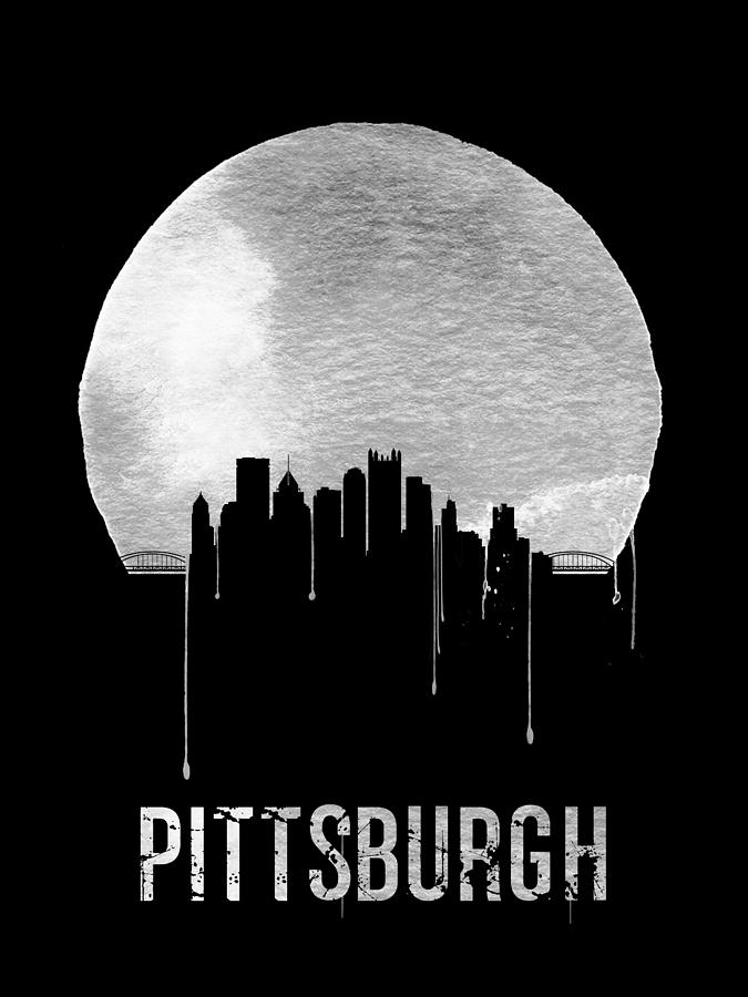 Pittsburgh Digital Art - Pittsburgh Skyline Black by Naxart Studio