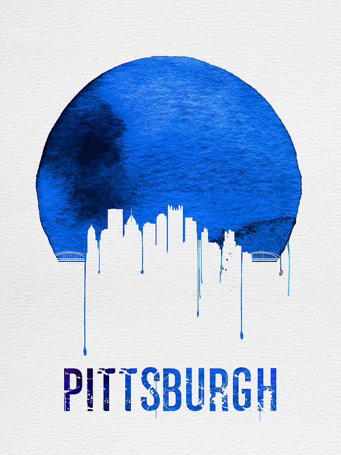 Pittsburgh Digital Art - Pittsburgh Skyline Blue by Naxart Studio