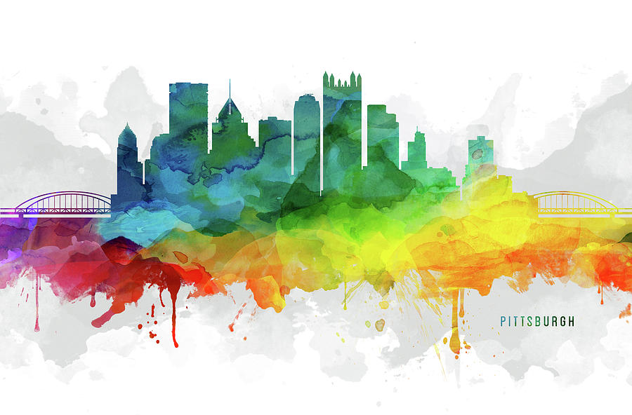 Pittsburgh Digital Art - Pittsburgh Skyline MMR-USPAPI05 by Aged Pixel
