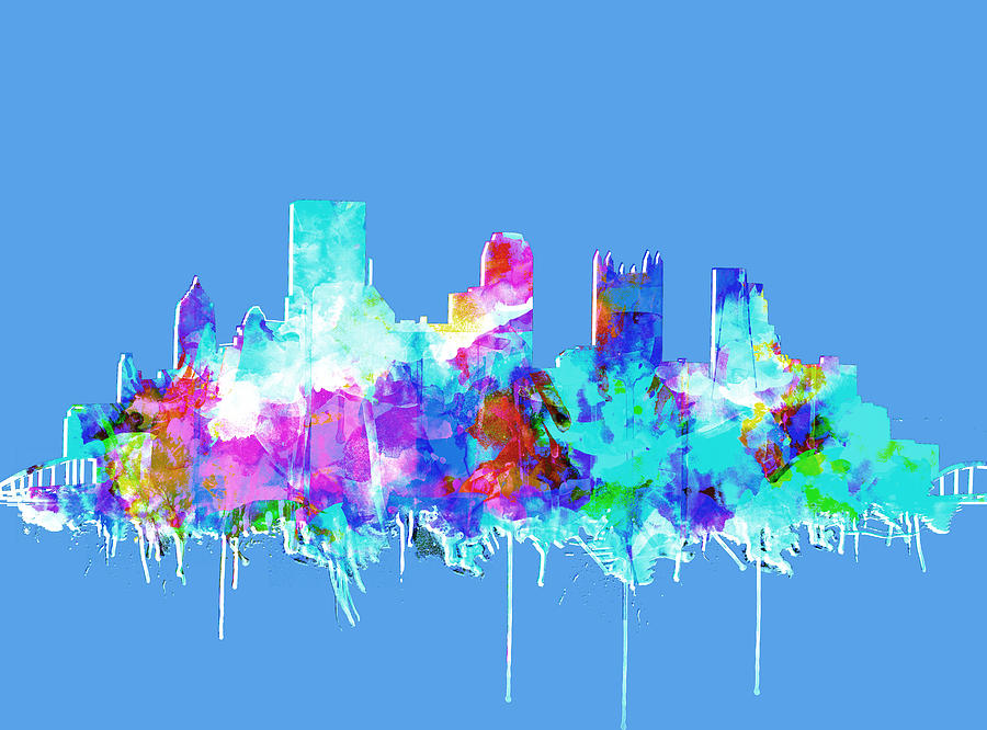 Pittsburgh skyline waterolor 2 Painting by Bekim M