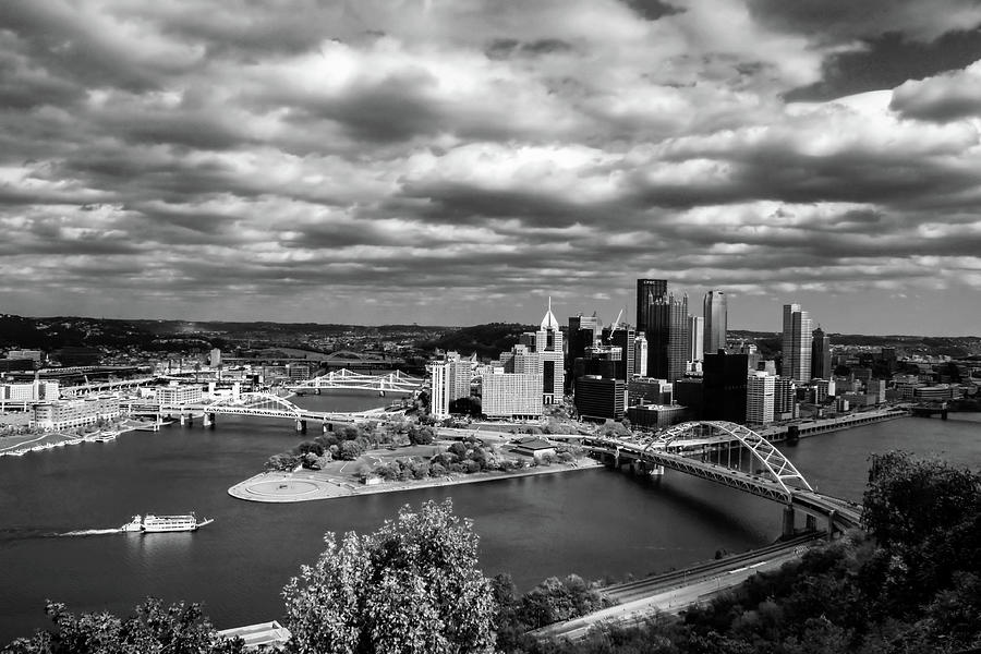 Pittsburgh Skyline With Boat Photograph