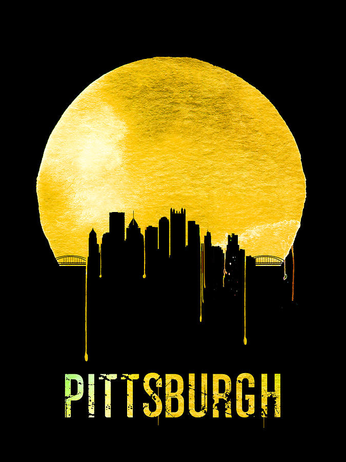 Pittsburgh Painting - Pittsburgh Skyline Yellow by Naxart Studio