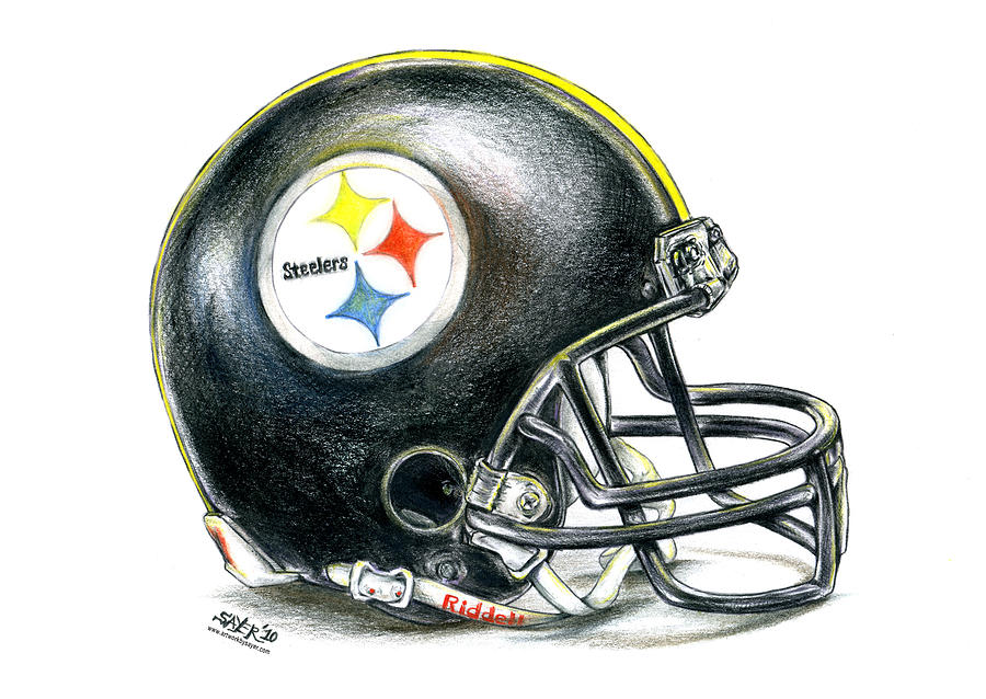 Pittsburgh Steelers Drawing - Pittsburgh Steelers Helmet by James Sayer