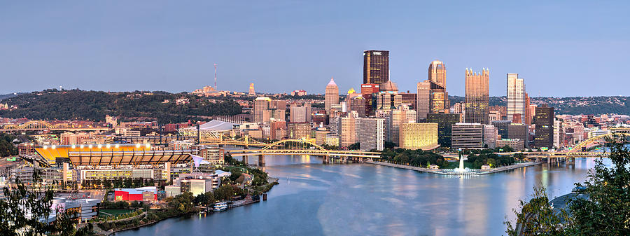 Pittsburgh-- Three Rivers Panorama Photograph by Matt Hammerstein