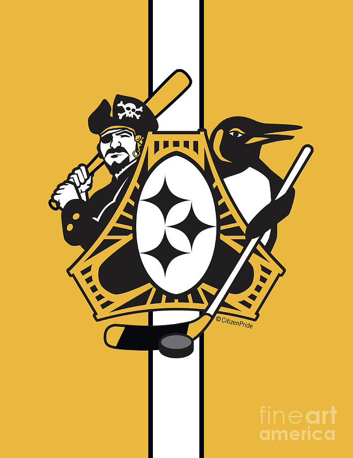 Pittsburgh Three Rivers Roar Sports Fan Flag Digital Art by Joe Barsin
