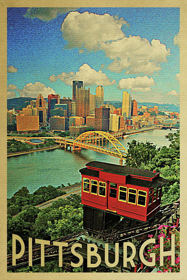 Pittsburgh Digital Art - Pittsburgh Vintage Travel Poster by Flo Karp
