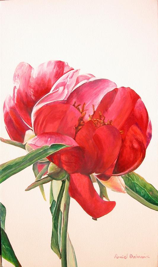 Flower Painting - Pivoine 2 by Muriel Dolemieux Flower Painting - Pivoine 2 by Muriel Dolemieux
